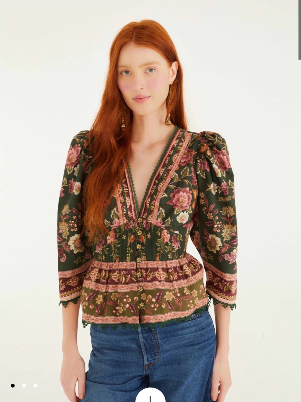 FARM RIO Green Flowering Garden Tree Blouse